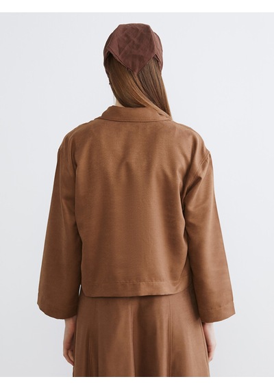 Lcw Modest Kahverengi Oversize Kadın Süet Görünümlü Gömlek