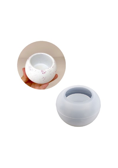 Epoksi Yuvarlak Beton Saksı Ve Mumluk Silikon Kalıbı Orta Boy 8.6x5.5 Cm