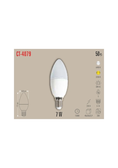 Ct-4079 7w Led Ampül Günışığı 10 Adet E-14