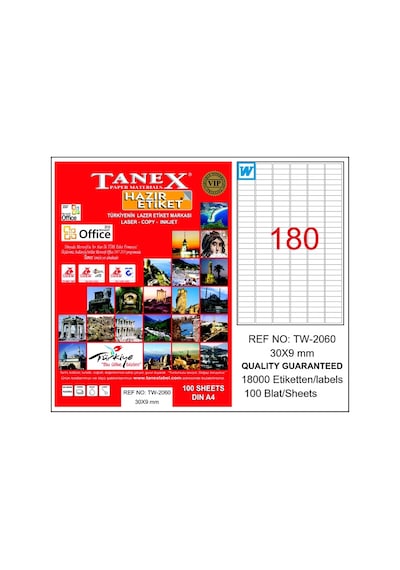 Tanex Laser Etiket 100 Yp 30x9 Laser-copy-ınkjet Tw-2060 Diğer