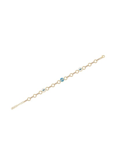 Diamond Line - Gülaylar - Sarı Altın 14 Ayar Nazar Boncuğu Bilekl Standart N11.21795 Sarı Altın
