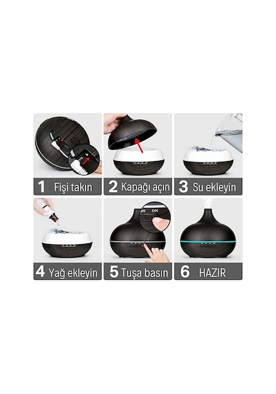 Vothoon Hava Nemlendirici 7 Led Işıklı Aromatik Oda Kokusu 550 Ml Kahve Aroma Difüzörü Buhar Makinası - Akyı6669206ef3a8b741eaeb749adq83