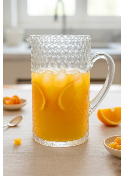 Grandora 2 Litre Şık Dekorlu Cam Sürahi Boncuk Desen, Premium Kalite