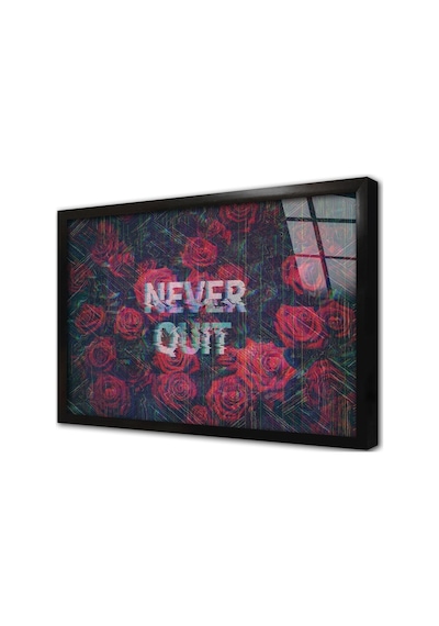 Never Quit Glitch Çerçeveli Cam Tablo-173674