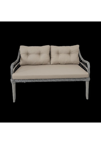 Kaş 2+1+1+sehpa Bahçe Balkon Mobilyası,gri Rattan/Kumaş Bej
