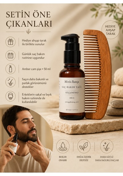 Minia Bahçe Amla Yağı 50 ML + Ahşap Tarak