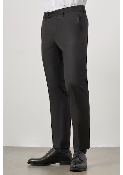 İmza Siyah Düz Bez Ayağı Slim Fit Classic Pantolon 1003245152 Siyah