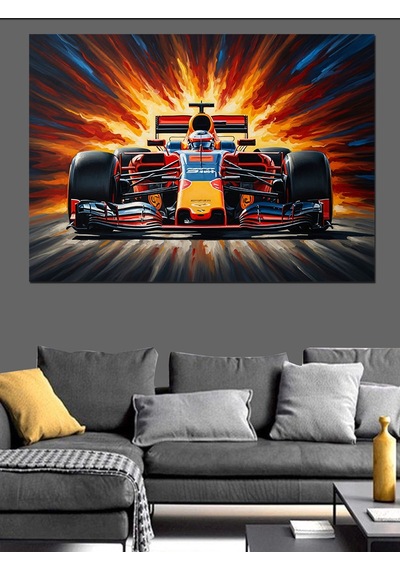 Ahşap Tablo Yarış Pistinde Modern Formula Aracı İnsan Figürlü Tablolar