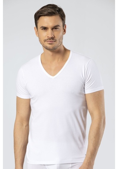 Cacharel V Yaka Kısa Kollu T-Shirt Fanila - 536858072