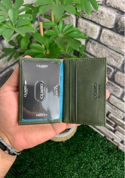 Guard Antik Yeşil Hakiki Deri Kartlık Erkek / Kadın P1169 Yeşil