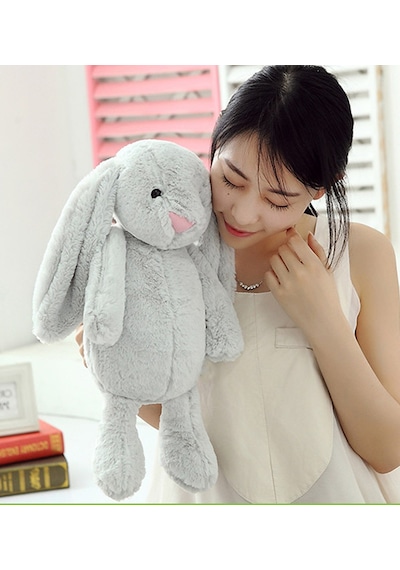 Uyku Arkadaşım Uzun Kulak Bunny Peluş Tavşan 65 Cm Gri