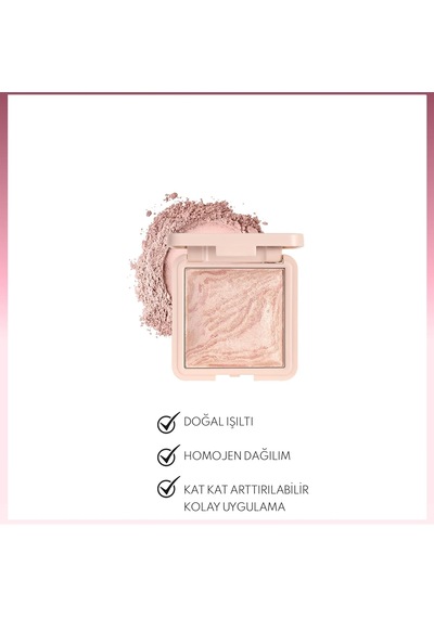 Cosmetics Marble Baked Blusher Fırınlanmış Allık & Aydınlatıcı - 01 Moondust Çok Renkli