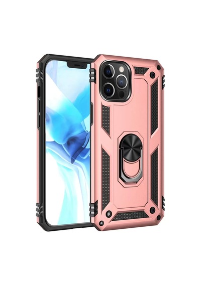 Newface Apple İphone 12 Pro Max Kılıf Sofya Yüzüklü Silikon Kapak - Rose