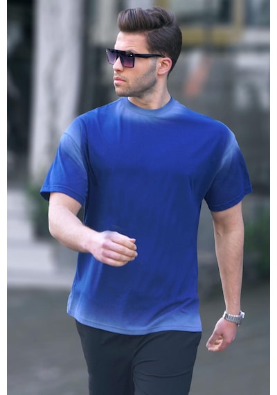 Madmext Lacivert Oversize Basic Tişört 6123-lacivert Lacivert