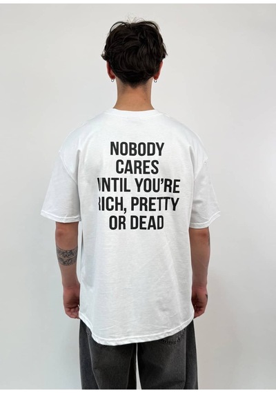 Zaee Nobody Cares Oversize Tişört Beyaz