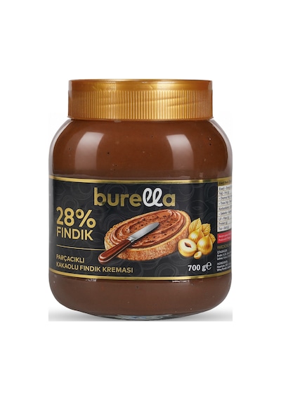 Burella %28 Kakaolu Fındık Parçacıklı Krema 700 G