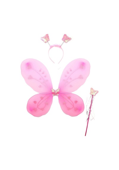 Toz Pembe Renk Kanadı Tacı Ve Sopası 50x37 Cm