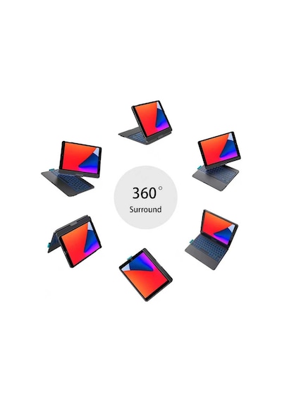Apple Uyumlu iPad, Pro 11inç M4 2024 Kılıf Kablosuz Dönebilen Klavyeli Kılıf Keyboard A2836 A2837 A3006