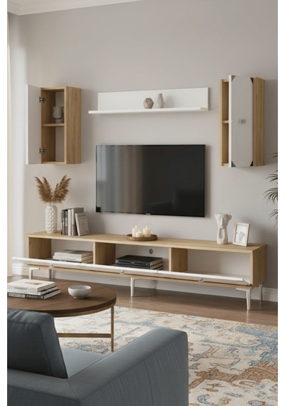 Tvr1897dbs - Alfa Tvr180 Tv Ünitesi Takım , Tv Sehpası Safirmeşe - Beyaz - Sılver 180cm Tvr1897dbs - Alfa Tvr180 Tv Ünitesi Takım , Tv Sehpası Safirmeşe - Beyaz - Sılver 180cm