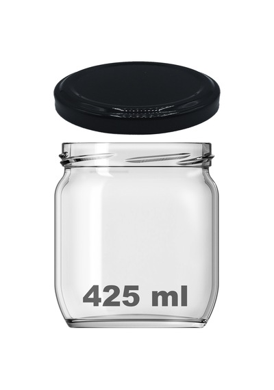 Afracam Metal Kapaklı Şeffaf Cam Kavanoz Siyah 425 ML