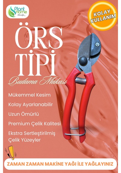 Örs Tipi Budama Makası Mükemmel Kesim, Uzun Ömürlü Premium Çelik Bahçe Makası