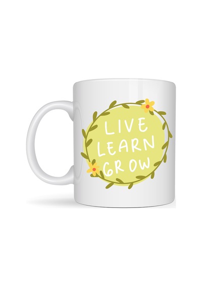 Northcity Yaşa, Öğren, Geliş Motivasyon Kupası Live Learn Grow Porselen Kahve Kasesi Pursel