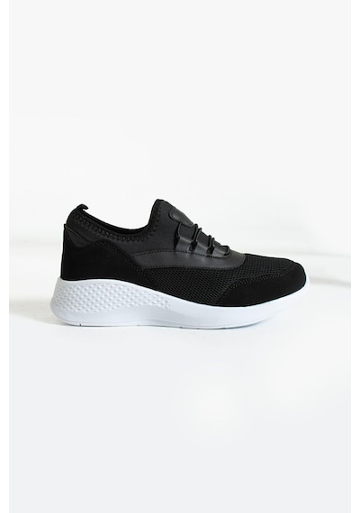 Siyah Beyaz Anatomik Esnek Taban Slip-on Spor Ayakkabı Günlük Sneaker Siyah-Beyaz