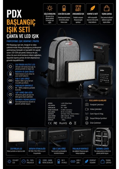 Pdx Başlangıç Seti Çanta Ve Led Işık