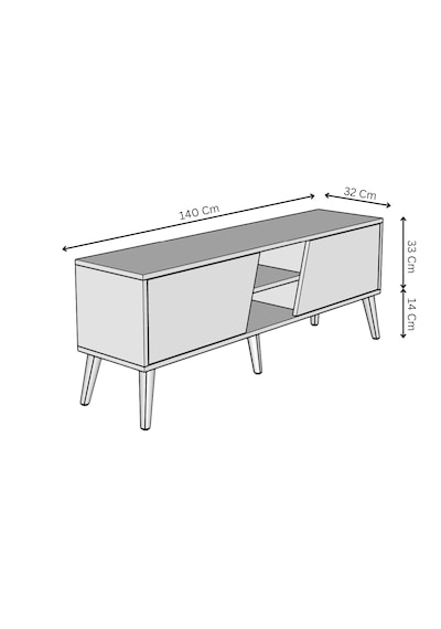 Roma Tv Ünitesi 140 Cm Mdf Metal Ayak Beyaz