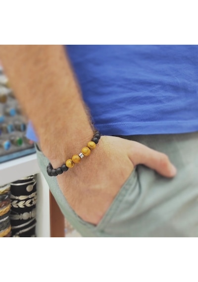Oriental Kuyumculuk Jewellery Oniks Wood Ahşap Doğal Taş Bileklik Siyah