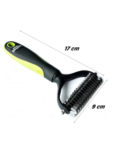 Büyük Irklar İçin Çift Taraflı Tüy Kıtık Açıcı Köpek Tarağı Yeşil 17 X 9 Cm