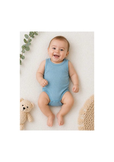 Lupi Sıfır Kol Renkli Bebek Badi Zıbın % Yüz Pamuk ekru