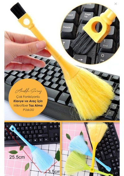 2 Adet Çok Fonksiyonlu Klavye Ve Araç Için Mikrofiber Toz Alma Püskülü Anti-statik Toz Alma Püskülü