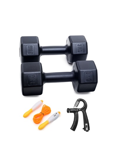 3 Kg Dambıl X 2 Adet 6 Kg + Sayaçlı Ayarlanabilir El Yayı + Sayaçlı Atlama İpi