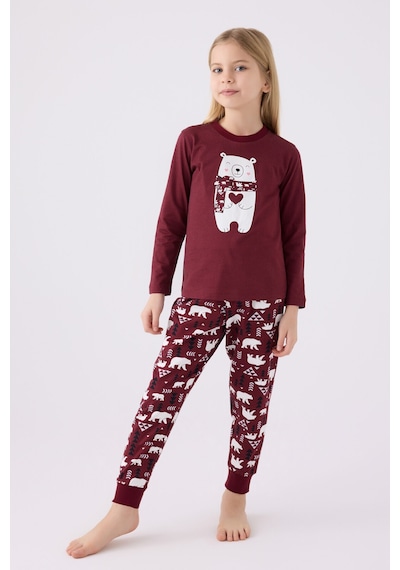 Arnetta Kız Çocuk Bordo Pijama Takımı Bordo