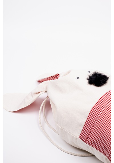 Fabric Craft Bag Çocuk Sırt Çantası Kırmızı Köpek Figürlü Krem - Kırmızı