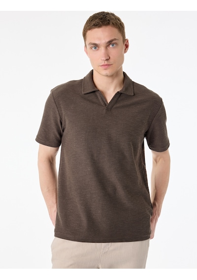 Koton Regular Fit Kısa Kollu Basic Polo Yaka Tişört Kahverengi 6sam10426mk Kahve