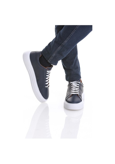 Hatemoğlu Lacivert Casual Bağcıklı Deri Sneakers 13213023c012 005 Lacivert