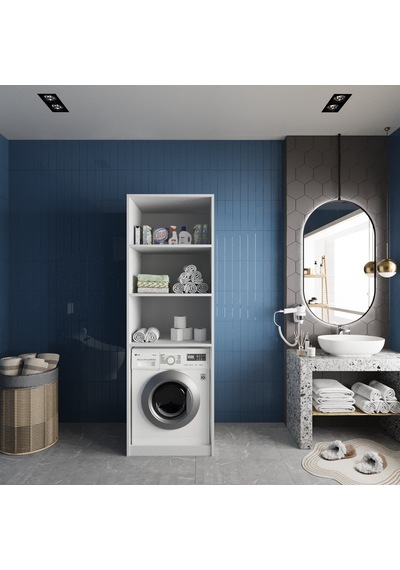 Venedik Çamaşır Ve Kurutma Makinesi Dolabı Banyo Dolabı Beyaz Beyaz