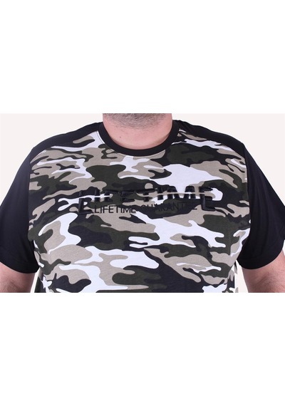 Moc Grande Mocgrande Büyük Beden Shoulder Line Camouflage Erkek Tişört 23147 Hakı Haki