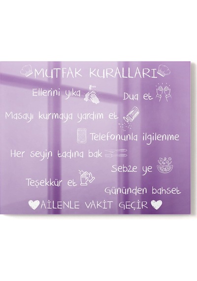 Premium Mutfak Cam Ocak Arkası Koruyucu Tezgah Ankastre Arkası Koruyucu 50x60cm Mutfak Kuralları