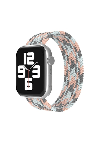 Wozlo Apple Uyumlu  Watch 1 2 3 4 5 6 7 8 Se Ultra Spor Loop Örgü Kordon S Beden 38/40/41mm- Gri Mavi Pembe
