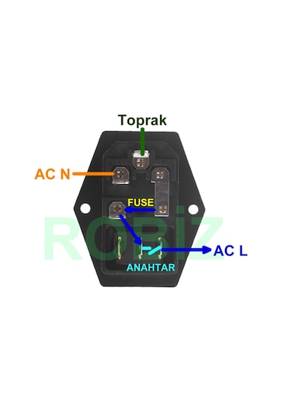 220v Erkek Power Soketi Sigorta Yuvalı Ve Işıklı Açma Kapama Anahtarlı Kulaklıklı Montaj Tip