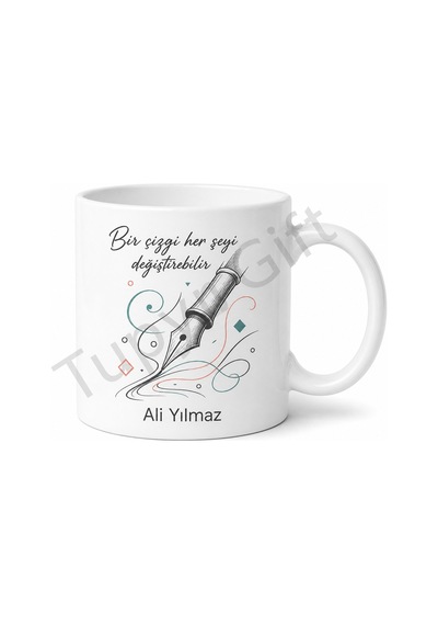 İllüstratör Hediyesi Baskılı Kupa Bardak Özel Tasarım İllüstrasyon Hediye Beyaz / Çok Renkli