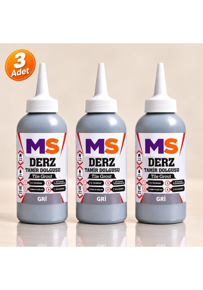 3 Adet Gri Renk Hazır Derz Arası Tamir Dolgusu 220 Gr Fayans Seramik Yenileyici Yenileme Dolgu