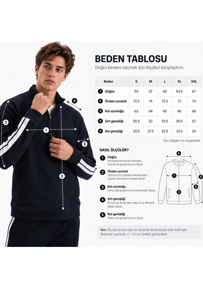 We&me Boxy Fit Gömlek Yaka Sporcu Erkek Sweatshirt İndigo