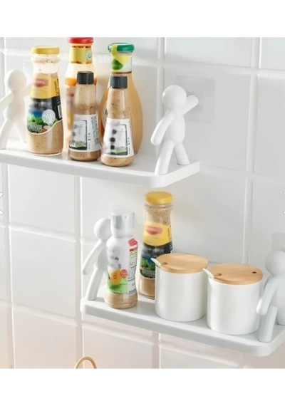 Yapışkanlı Duvar Rafı Delmeden Montaj Banyo & Mutfak Düzenleyici Raf Çok Renkli