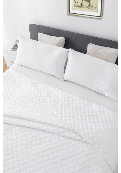 Elyaf Sepeti Tek Kişilik Beyaz Kapitone Desenli 1200 Gr Yazlık Pike Beyaz Otel Pikesi 160 X 230 Cm