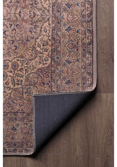 Blues Vintage Desenli Dokuma Taban Dekoratif Kahve Halı (Al 25)