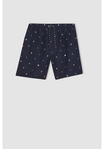 DeFacto Regular Fit Desenli File Astarlı Kısa Boy Deniz Şortu M8328AZ24HSNV100